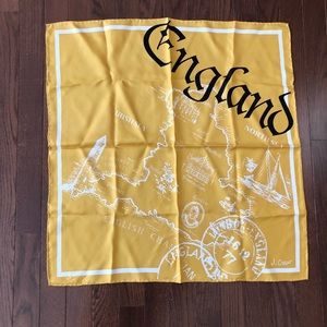 J.Crew map printed mustard silk scarf